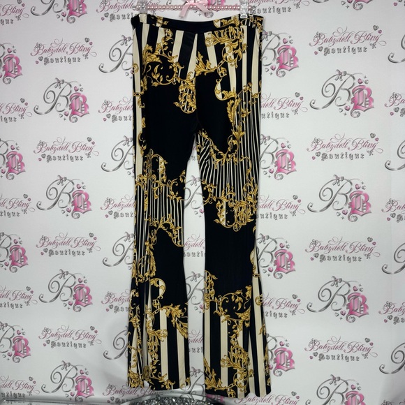 Win win apparel pants baroque striped black gold ornate stripes stretchy comfy - Picture 3 of 13